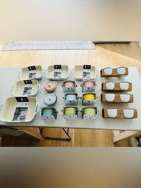 New Staub Spring Cookware 22 Pieces, Bakeware Dishes, Cocotte Minis and Ramekins